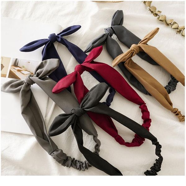 

cute bow headbands rabbit ear knotted headband elastic hair bands hairband makeup yoga hair accessories yoga bandanas qylink