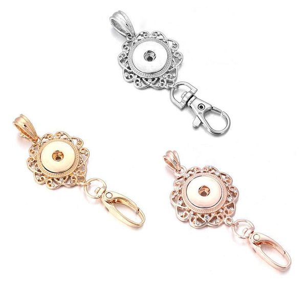 

new snap jewelry 18mm metal rose gold snap button keychains keyring pendant layard for women gi qylaby