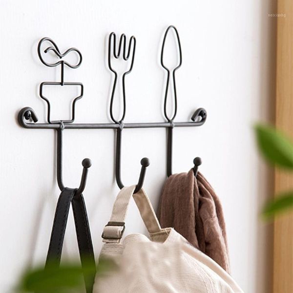 

hooks & rails 3 creative iron pastoral style home door coat key hanger kitchen cabinet under shelf storage rack organiser hook1