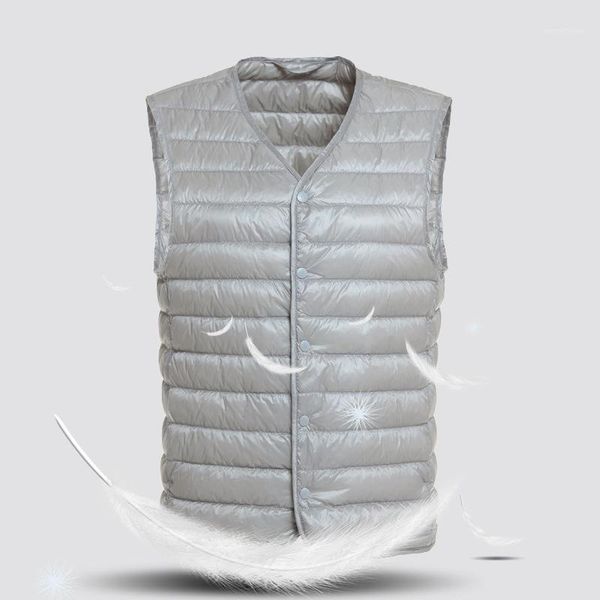 

mens down vest ultra light down vest men v-neck sleeveless spring autumn waistcoat winter without collar warm liner1, Black