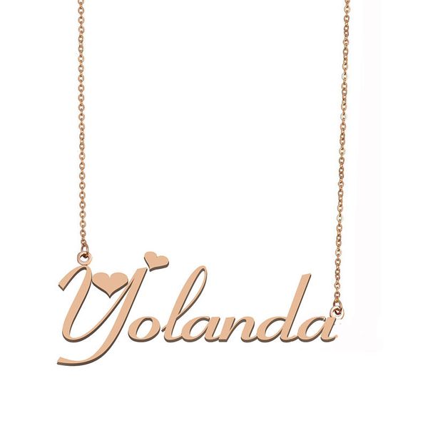 

Yolanda Name Necklace Custom Nameplate Pendant for Women Girls Birthday Gift Kids Best Friends Jewelry 18k Gold Plated Stainless Steel, Silver