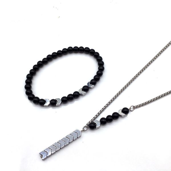 

naiqube 2020 new arrival fashion new men bracelet necklace jewelry sets for birthday party jewelry gift for boyfriend, Silver