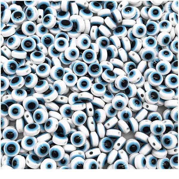 

50pcs 8/10mm porcelain white oval beads evil eye resin spacer beads for jewelry making diy bracel qylrwe, Crystal