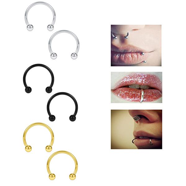 

fashion stainless steel horseshoe fake nose ring c clip bcr septum lip piercing nose rings hoop for women men, Silver