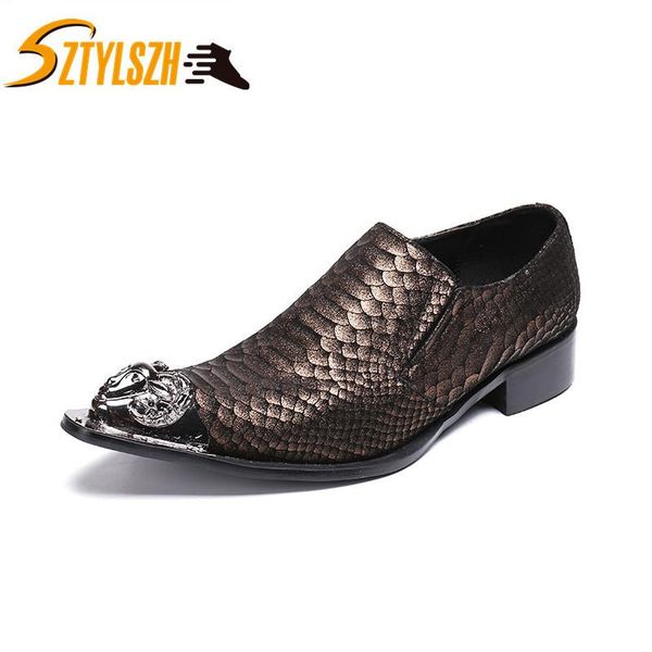 

fashion luxury genuine leather men dress shoes pointed toe oxfords shoes for men fish scale pattern glossy dress wedding shoe, Black