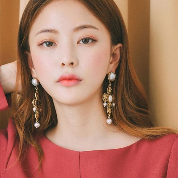 

golden vintage себе барочный большой крест pearl падение серьги для женщин способа украшения подарков украшения bijoux femme wmtizo bdegarde, Black;white