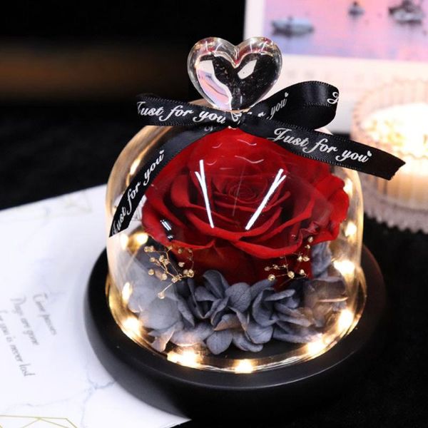 

exclusive rose in glass dome with lights real eternal rose led preserved valentines day gift