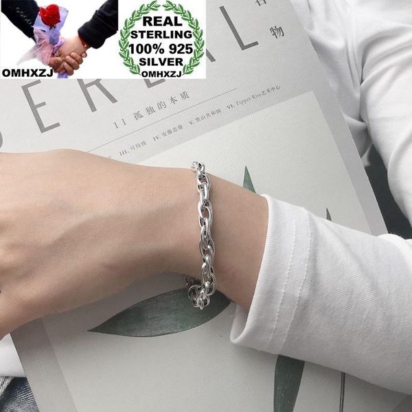 

omhxzj wholesale hb28 european fashion woman man birthday party gift vintage geometric chain 100% 925 sterling silver bracelet1, Golden;silver