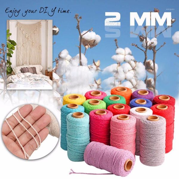 

cotton cord rope crafts macrame artisan string solid color cotton yarn rope home textiles 91.5m1, Black;white