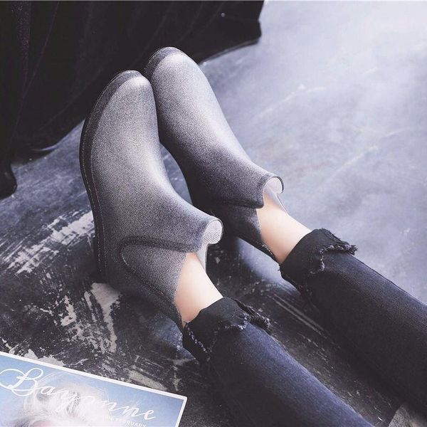 

boots woman rain 2021 spring autumn waterproof ankle boot for women shoes low heel non-slip ladies plus size, Black