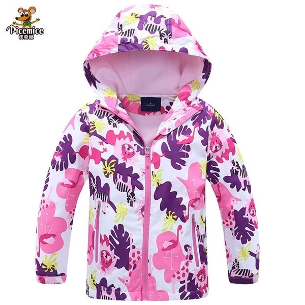 

windbreaker jacket for child clothing 2020 brand flower polar fleece girls outerwear coat spring autumn 3-12t kids jackets c1012, Blue;gray