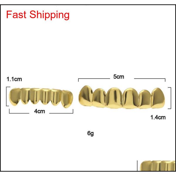 

new custom fit gold plated hip hop rock teeth grillz caps & bottom grill set for christmas par qylfbn bdehome, Silver