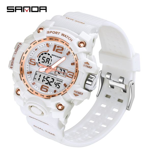 

sanda new design women watches sports military waterproof analog digital watch ladies clock casual relogio feminino 842, Slivery;brown