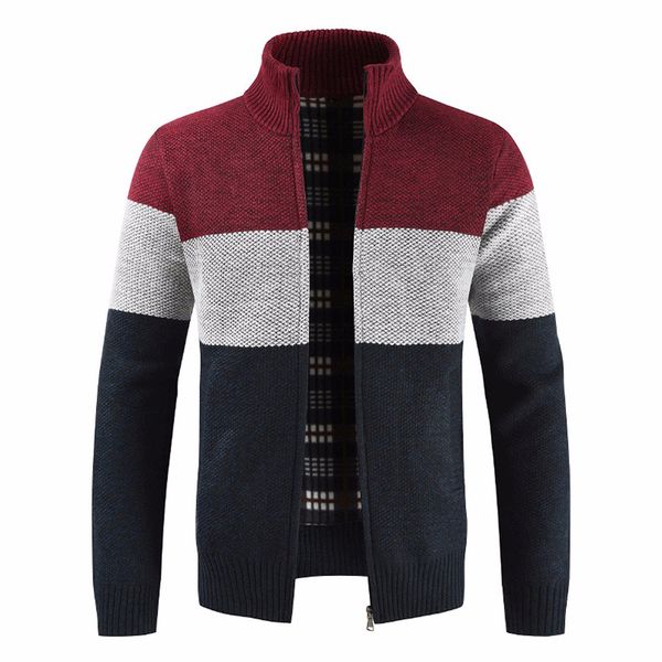 

2021 new spring new casual wool cardigan winter fashion striped pockets knit outwear coat sweater men p1di, White;black