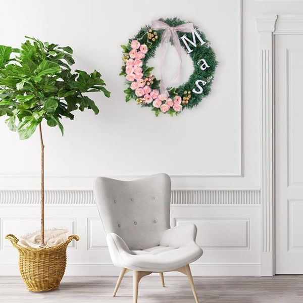 

pink christmas letter rose wreath holiday party home shopping mall window decoration pendant1