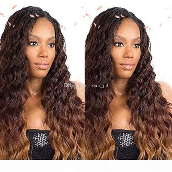 

# 1b 4 27 three tone deep wave ombre фронта шнурка glueless ombre парик шнурка полные парики шнурка ombre для чернокожих женщин, Black;brown