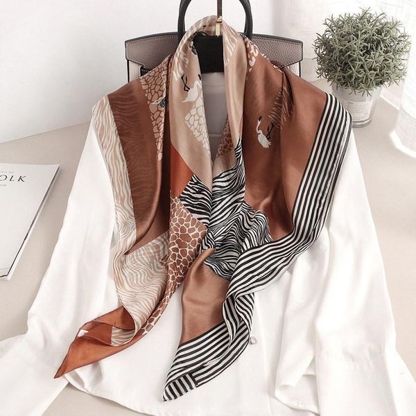 

scarves silk summer women scarf lady hair neck beach hijab nice print shawls fashion 90cm square, Blue;gray