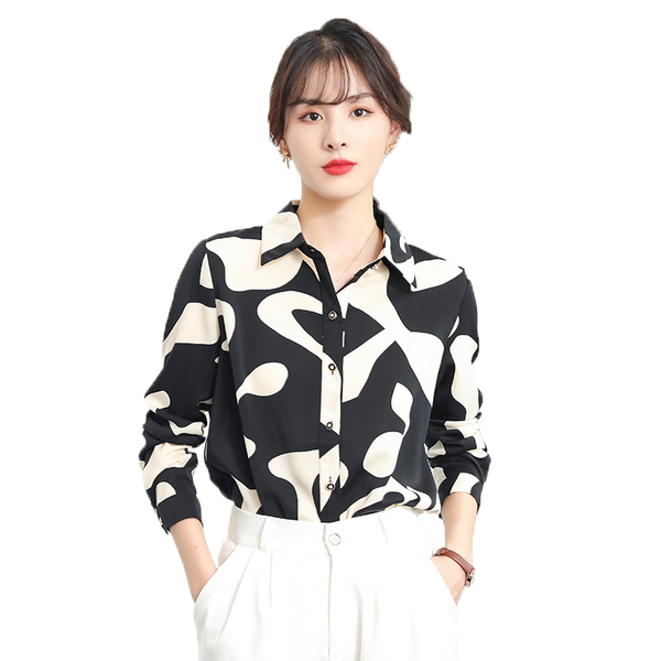 

women's blouses & shirts woman feminina vintage blouse fashion clothes 2021 spring autumn printed chiffon female d0134, White