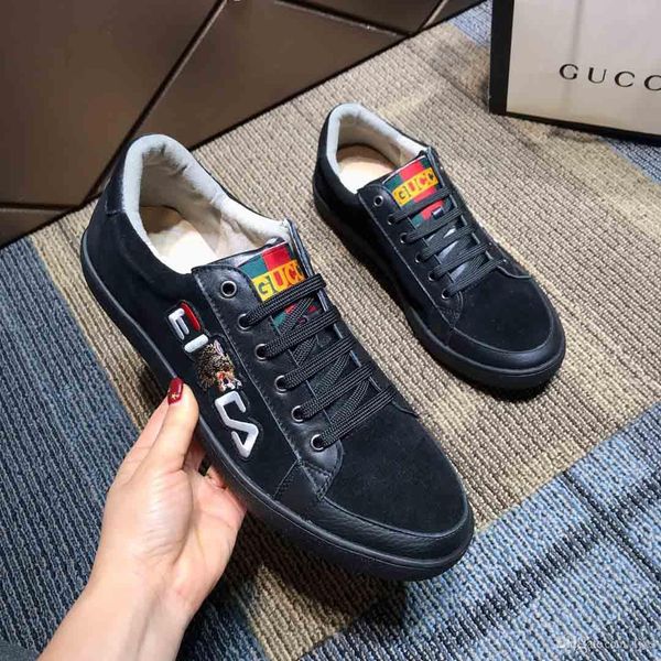 

2020 zapatos de diseñador para hombre leather embroidered with letters luxury brands casual shoes cowskin sneakers#1f, Black