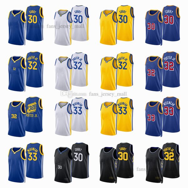 

printed city basketball jerseys stephen 30 curry james 33 wiseman otto 32 porter jersey color white blue black, Black;red