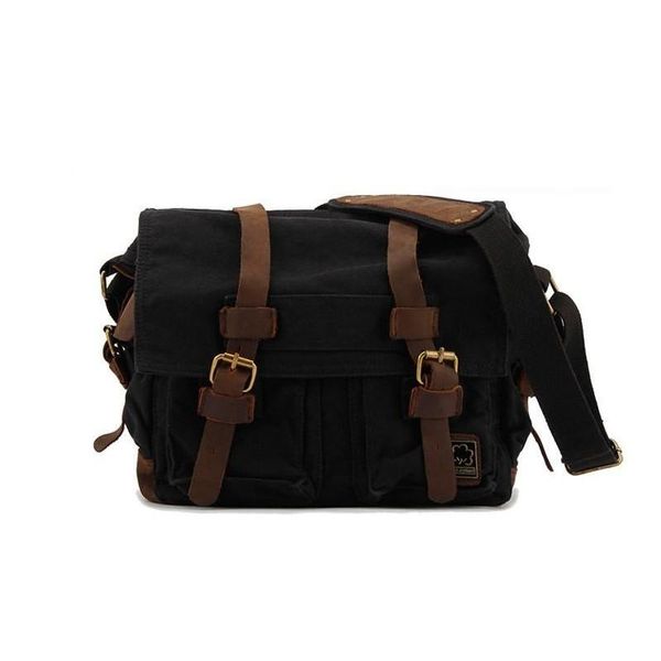 

vintage casual men women canvas bag crossbody shoulder messenger bag satchel school black