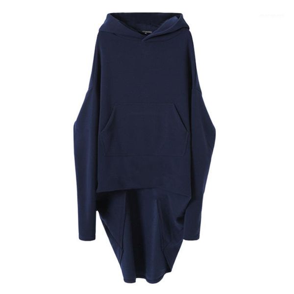 

women's hoodies & sweatshirts autumn winter womens long sleeve irregular european american style blue loose fashion pullover chic overs, Black