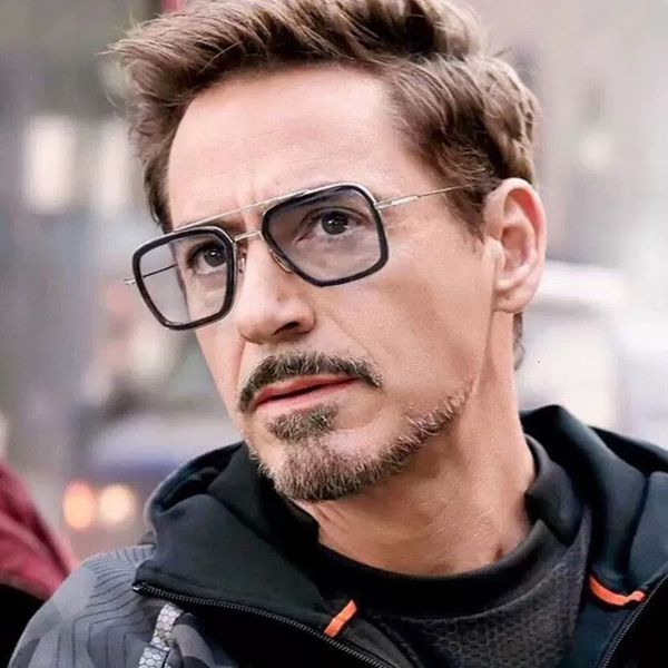

iron tony stark men 006 style retro robert downey jr tom sunglasses spider man edith glasses with doos, White;black