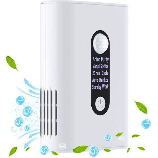 

automatic small portable air purifier with ionizer ozone generator, infrared motion sensor air cleaner for home