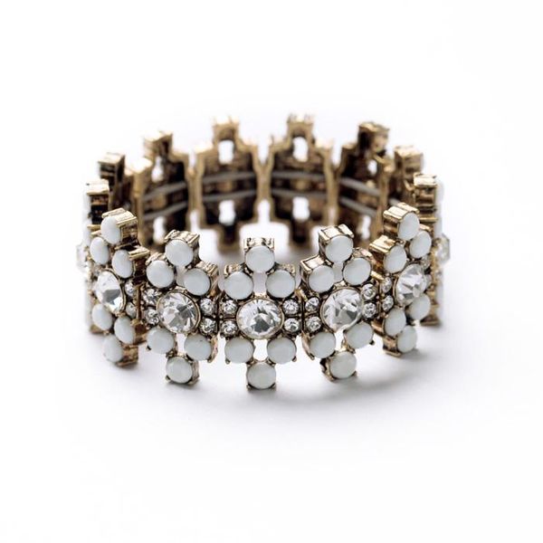 

bangle 3 colors resin glass geometric elastic line bracelet & bangles antique gold color charm for women jewelry, Black