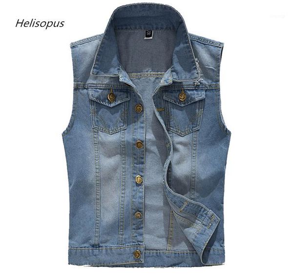 

helisopus new light blue jeans vest men's ripped denim vest jacket male slim fit sleeveless jeans coats streetwear m-5xl1, Black;white
