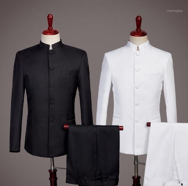 

chinese style blazer men formal dress latest coat pant designs marriage suit men terno masculino trouser wedding suits for men's1, White;black
