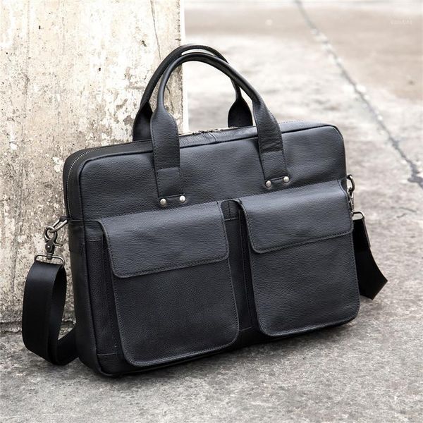 Aktentaschen Luxus italienische echtes Leder Herren Aktentasche Business-Tasche Laptop Männer Schulter Messenger Tote Handtasche1