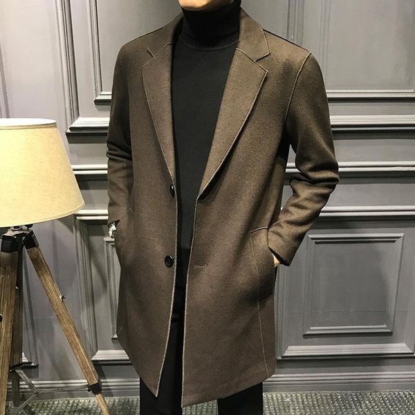 

men's trench coats casual overcoat windbreaker long blouse winter coat for men gabardinas de hombre mens ab50fy, Tan;black