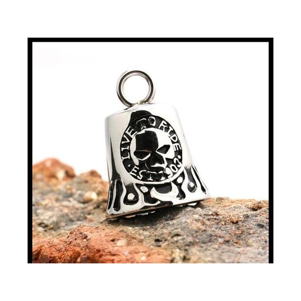 

wholesale- biker fashion tinkle bell pendant stainless steel motorcycles biker new arrival ji jllkdx sport777, Black