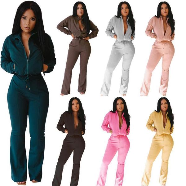

yoga outfits spring and autumn women's sweatshirt casual long sleeve flared pants sports suit two-piece set, White;red