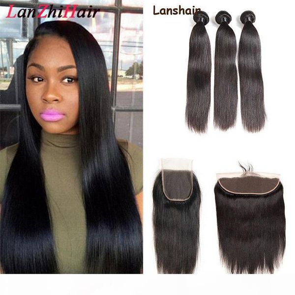 

peruvian straight human hair bundles with lace closure and 4x4 lace closure malaysian virgin hair weaves with lace closure natural black