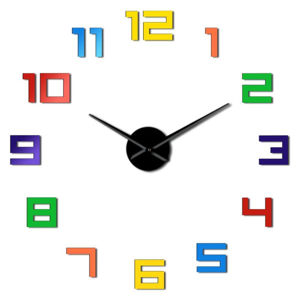 

colorful numbers wall clock rainbow colors diy giant wall clock multicoloured arylic diy wall clock big numbers home decor bbynvk
