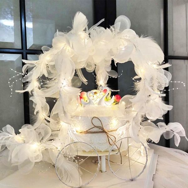 

kutpo bmroz valentine's day feather pearl decoration flower pumpkin car decoration internet celebrity qixi goddess pearl cake cake yarn