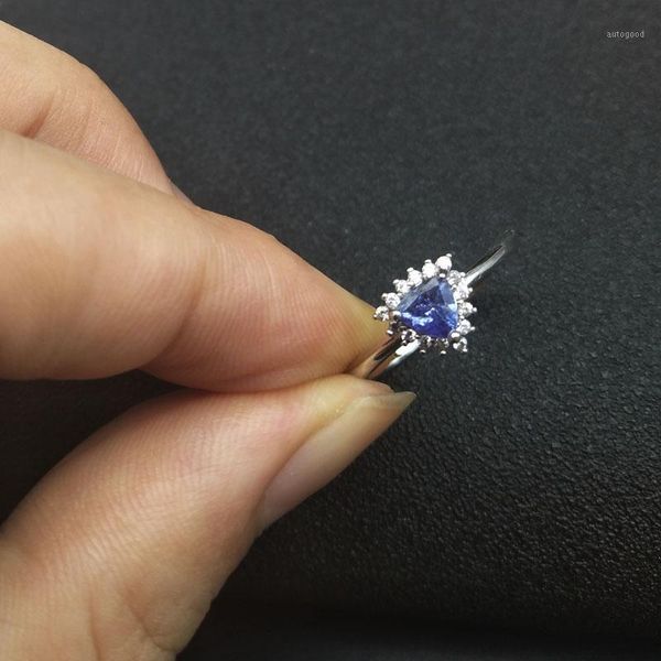 

cluster rings lanzyo 925 sterling silver blue tanzanite trendy natural jewelry simple style open fine wholesale j050501agts1, Golden;silver