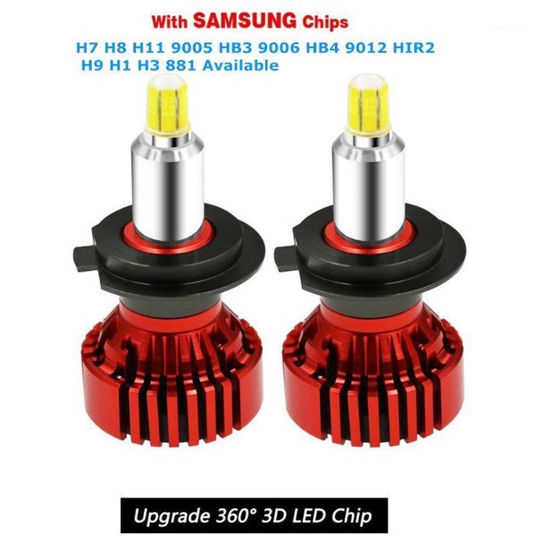 

2pcs 3d mini car headlight bulbs h7 led 4 sides 14000lm 70w w/samsung csp chips auto fog lights 12v d2s d4s h11 90051