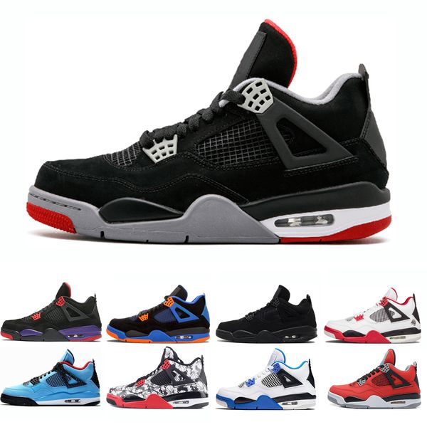 

4s bred mens shoes men travis pure money royalty white cement tattoo raptors black cat fire red mens trainers sports sneakers