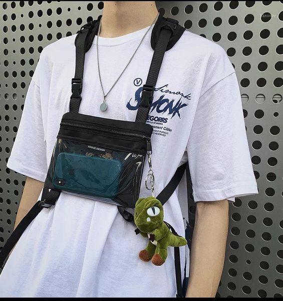 

waist bags chest rig bag for men pvc transparent hip hop streetwear functional tactical mobile phone male fanny pack1