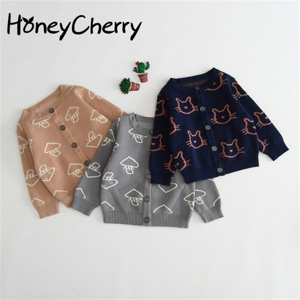 

cardigan jacket pure cotton baby girl winter clothes little girls knitted sweater y200901, Blue