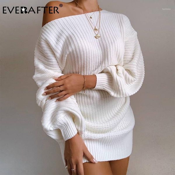

everafter off shoulder knitted dress women solid long sleeve loose casual dress streetwear autumn winter nightclub dresses1, Black;gray