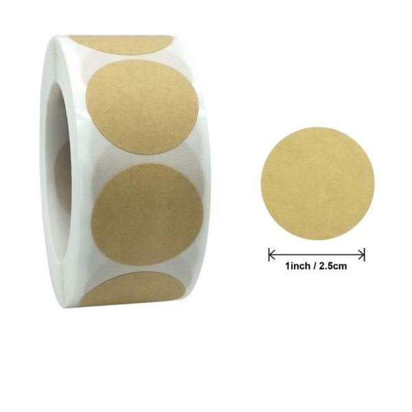 

500pcs per roll kraft paper sealing sticker retro round gift blank candy packaging heart shape party business station qylucp