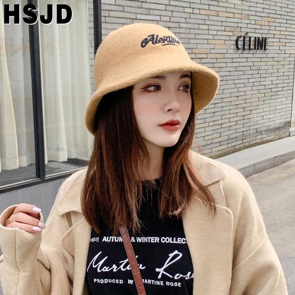 

wide brim hats autumn winter women dome knitted bucket for fashion letter embroidery thick warm knit fisherman's hat girls cap gorra, Blue;gray