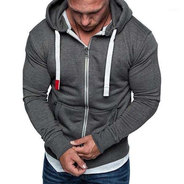 

2020 men gym plain hooded sweat hoodies sweatshirt outwear jacket coat with zipper plus size m-3xl1, Black