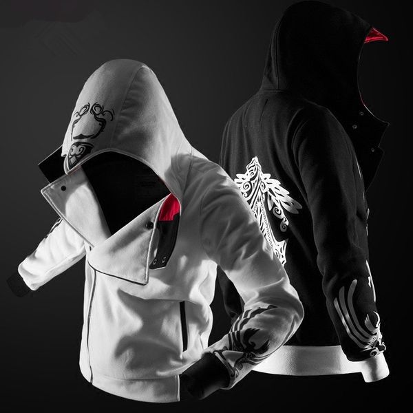 

assassin hoodies zipper streetwear fashion print hoodie hip hop boy sweatshirt coats 5 colors tracksuit kg-1330, Black