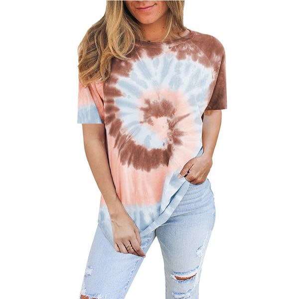 

round neck short-sleeved tie-dye gradient print t-shirt, White
