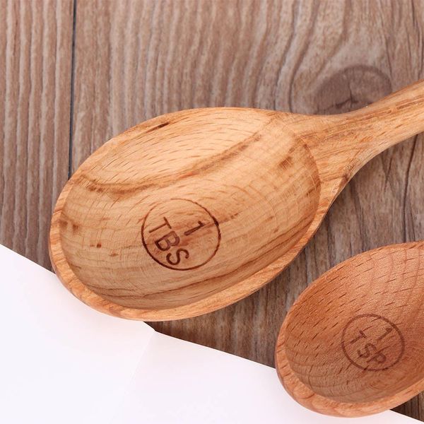 

4pcs wood measuring spoon set kitchen sugar spice salt spoon baking measuring spoons coffee tea scoop wooden cooking utensils h wmtjqt